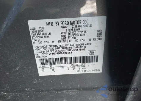 2022 Ford Maverick Xlt from USA, damaged, VIN 3FTTW8E34NRA26668